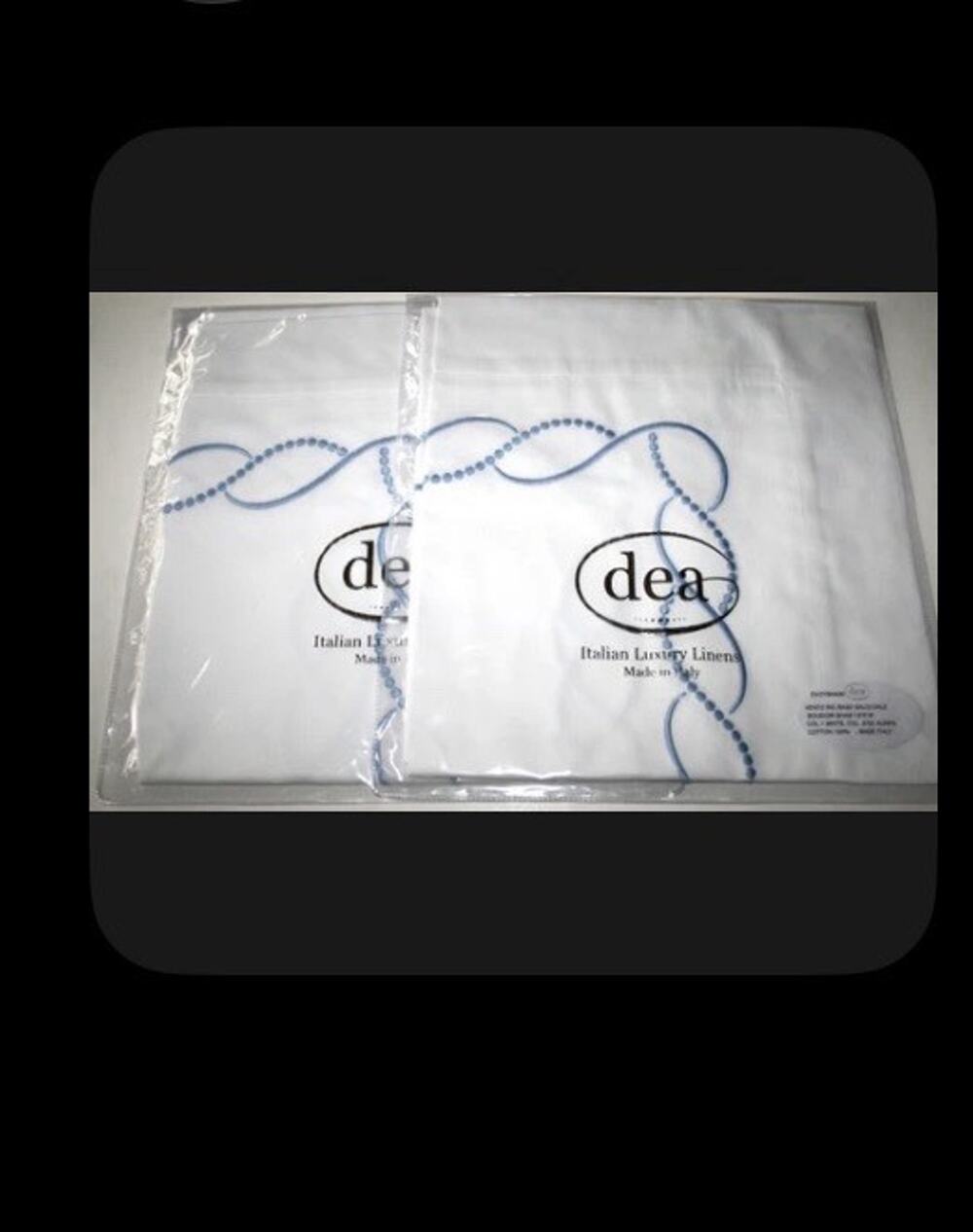 DEA Italian Luxury Linens Vento Blue Embroidery on White Boudoir Sham